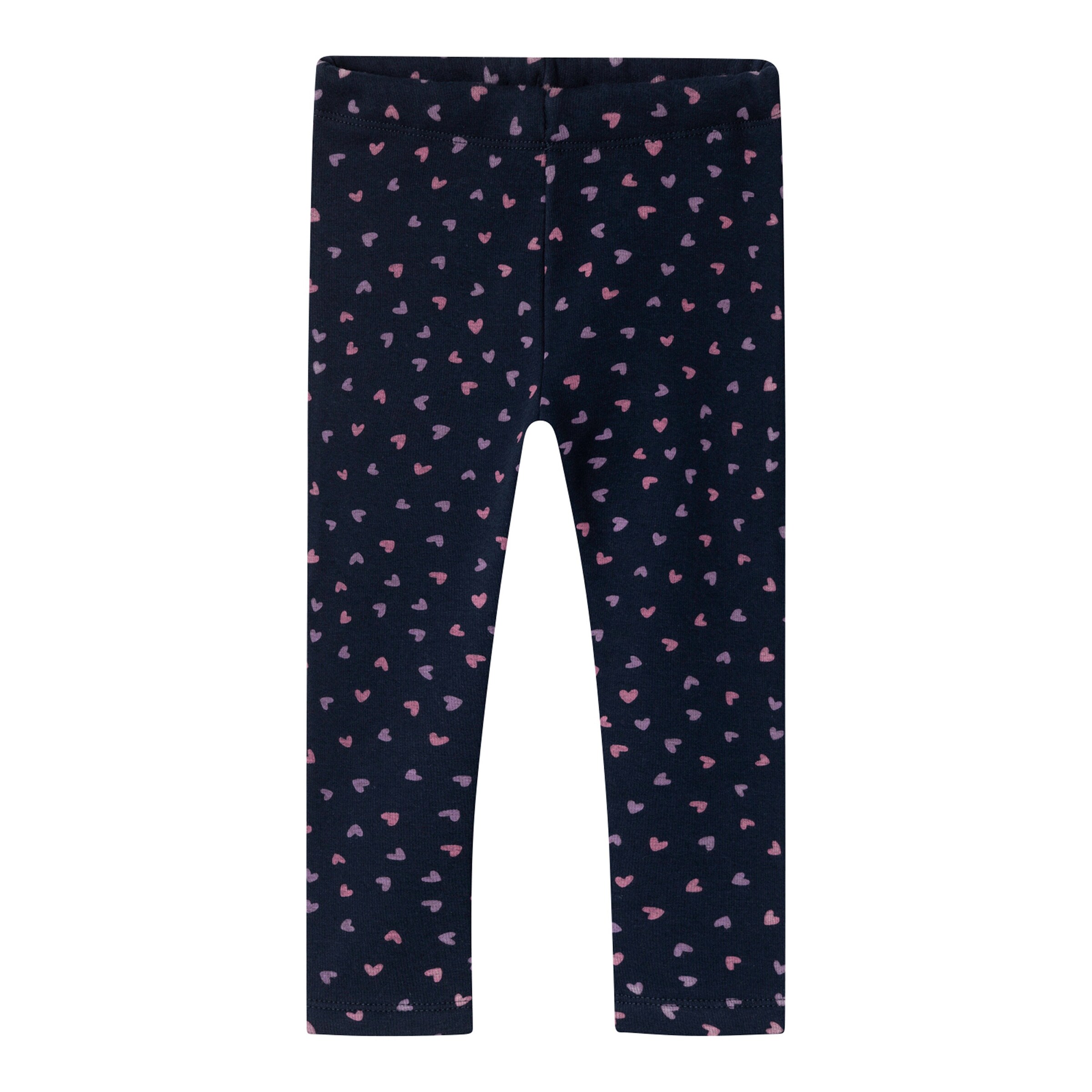 NAME IT Fleece-Leggings gefüttert Herzen marine/rosa