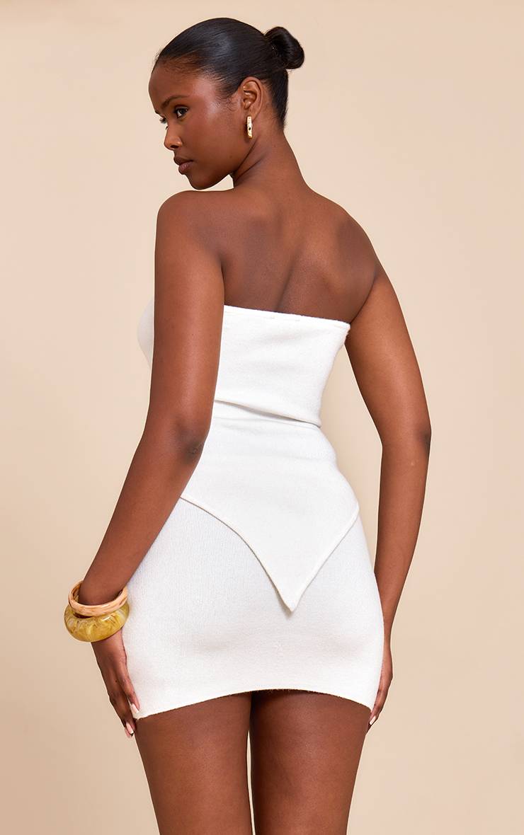 Blanc Top Bandeau En Maille Fine À Ourlet Asymétrique