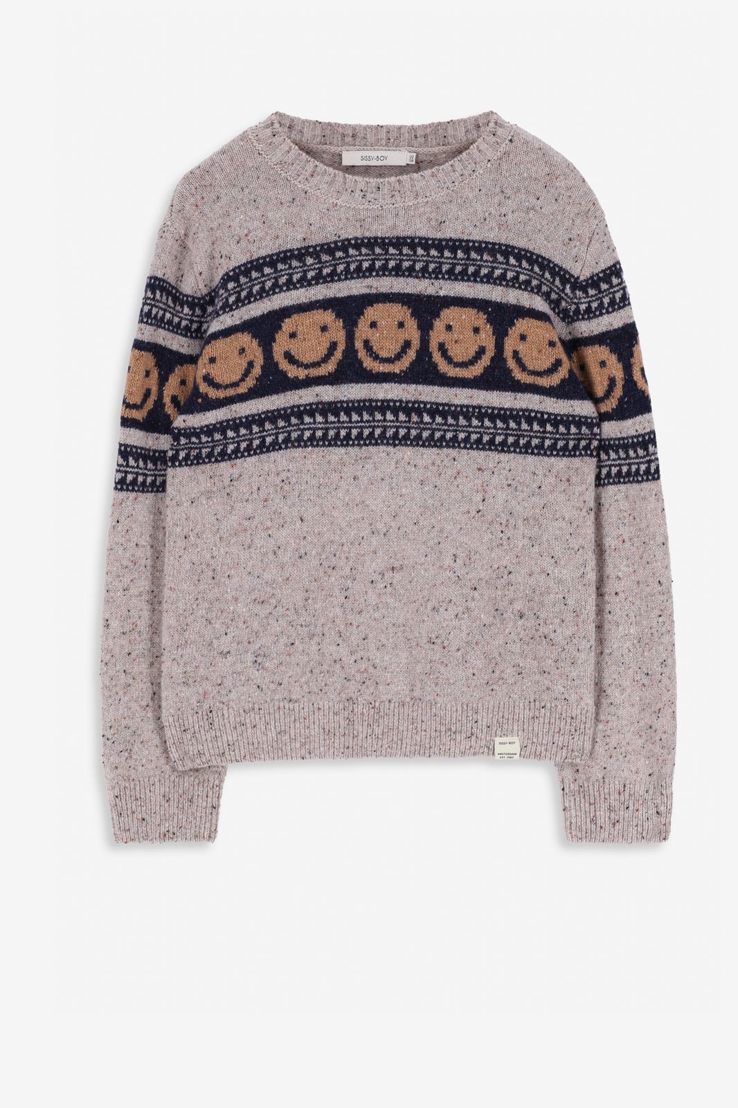 Beige gebreide trui met artwork