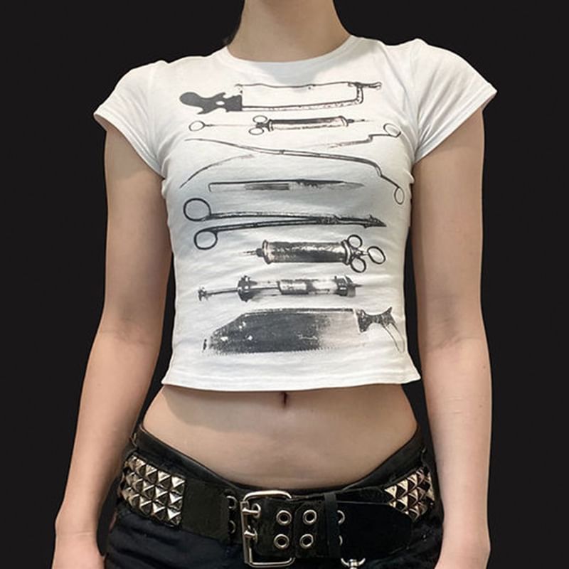 Puffie - T-shirt met korte mouwen en opstaande kraag en print