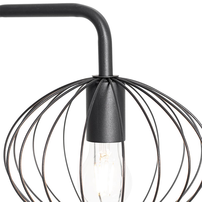 QAZQA - Design vloerlamp, zwart, 23 cm - Margarita | Woonkamer | Slaapkamer - Staal, rond - LED-compatibel, E27