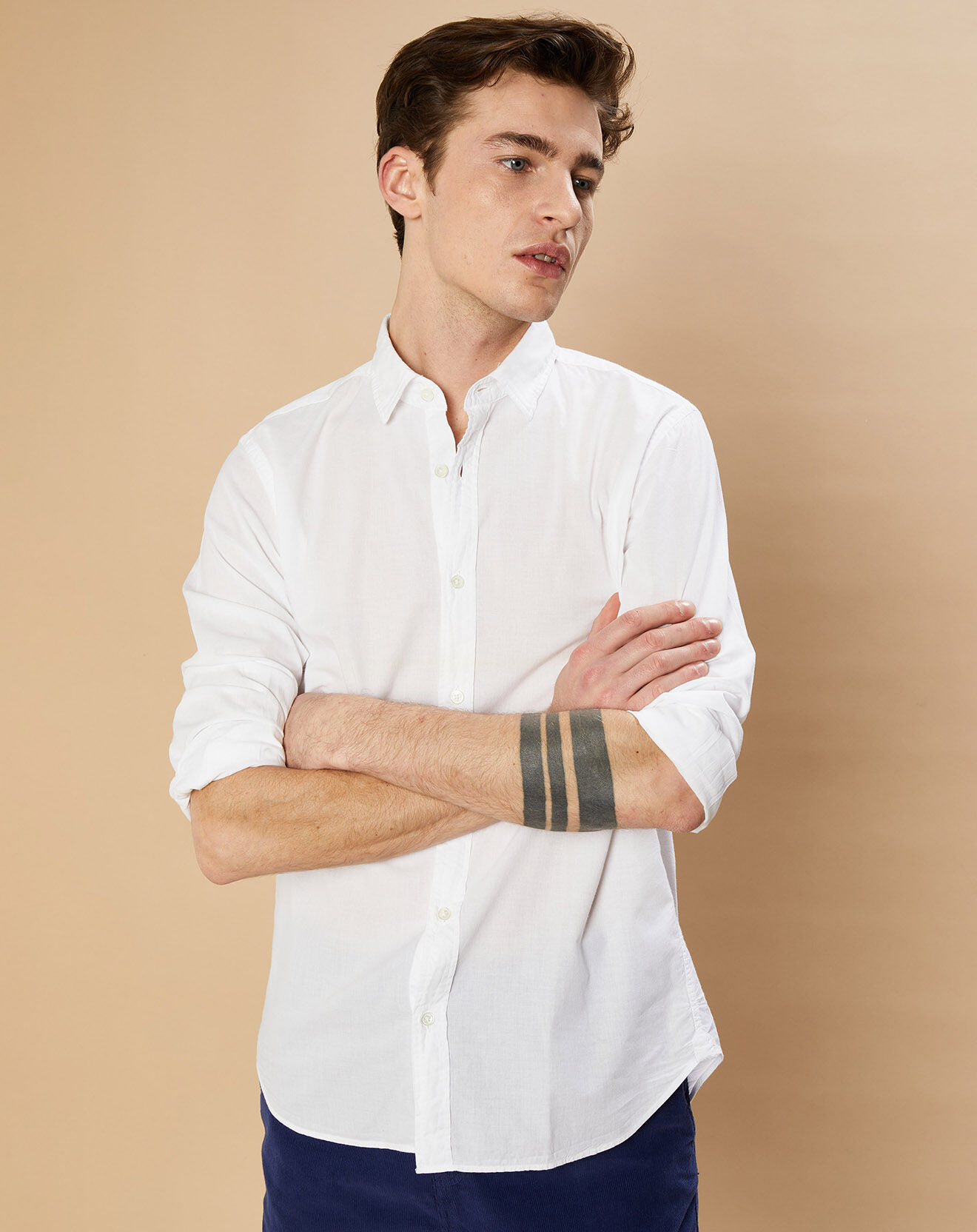 Hartford Chemise Slim Sammy Pat blanche