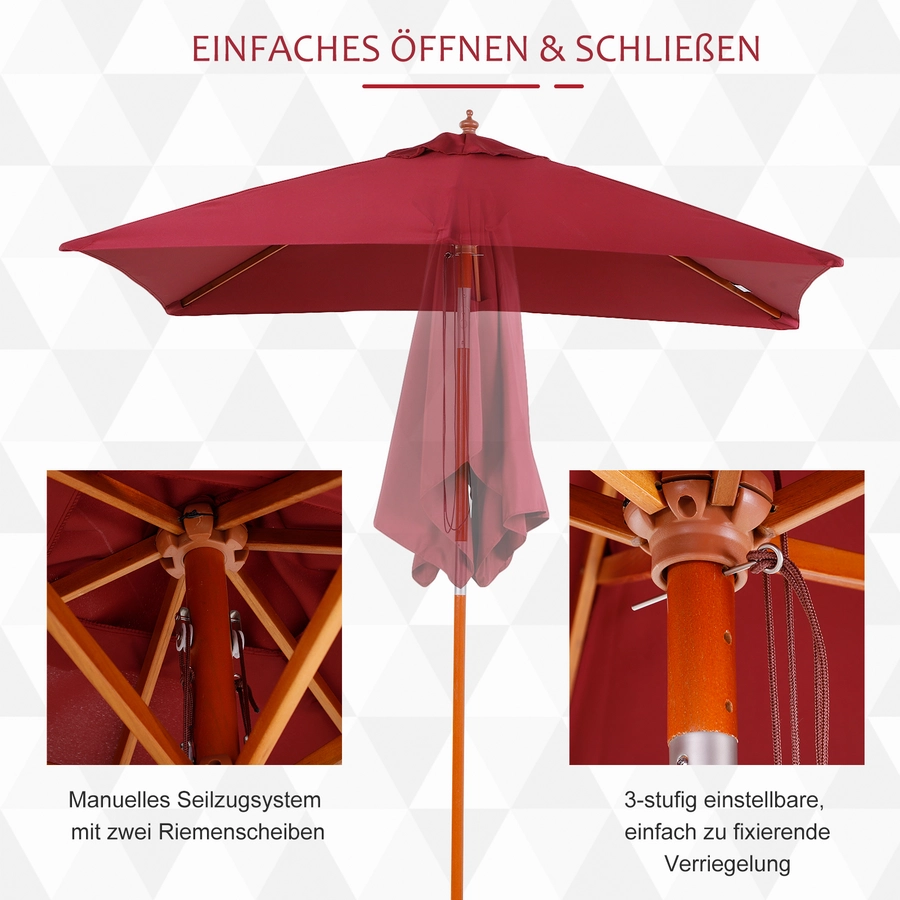 Outsunny Sonnenschirm knickbar weinrot