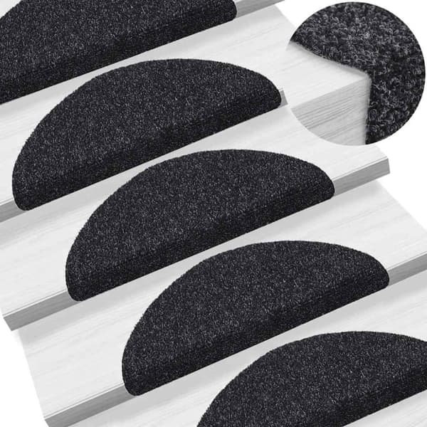 vidaXL Selvklebende trappematter 20 stk svart 56x17x3 cm