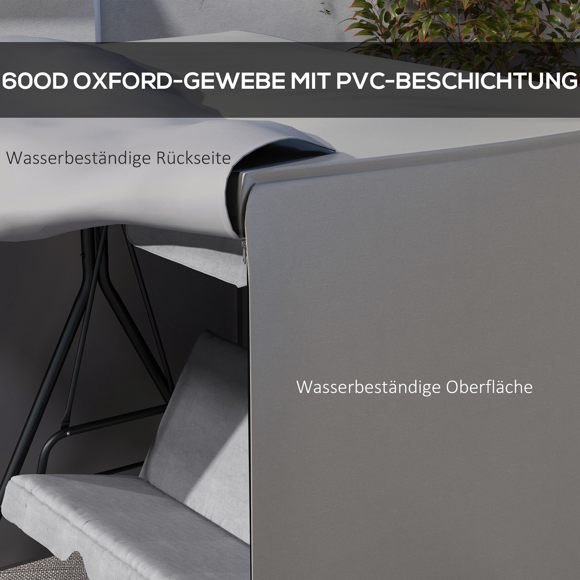 Outsunny Abdeckhaube für Hollywoodschaukeln mit Reißverschluss grau 177L x 114B x 152H cm