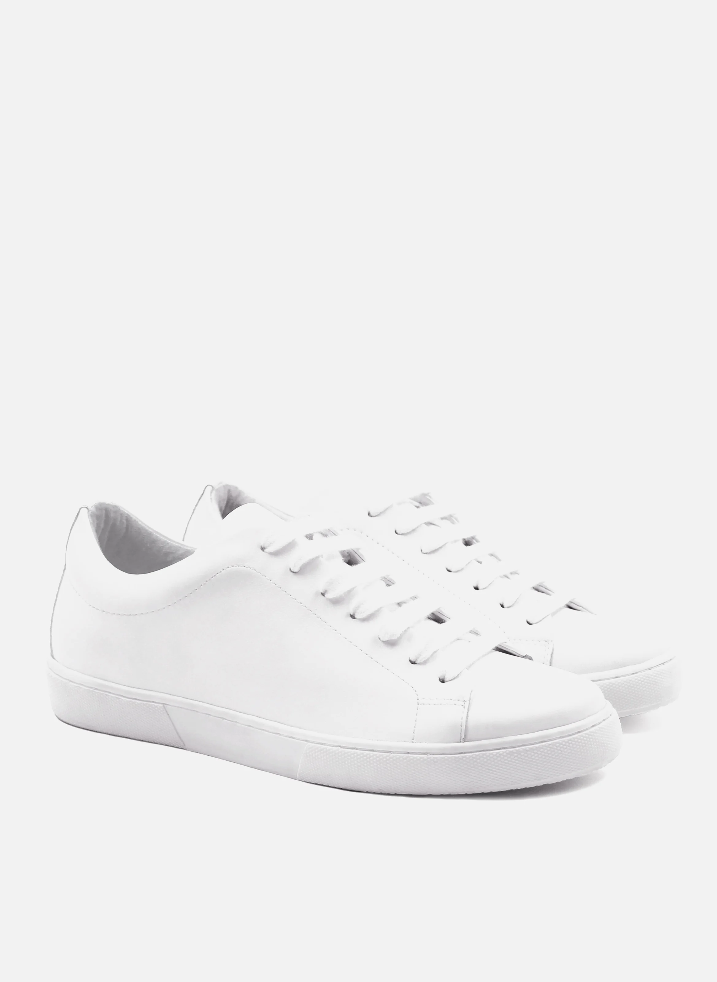 Tennis lacet cuir lisse | Blanc