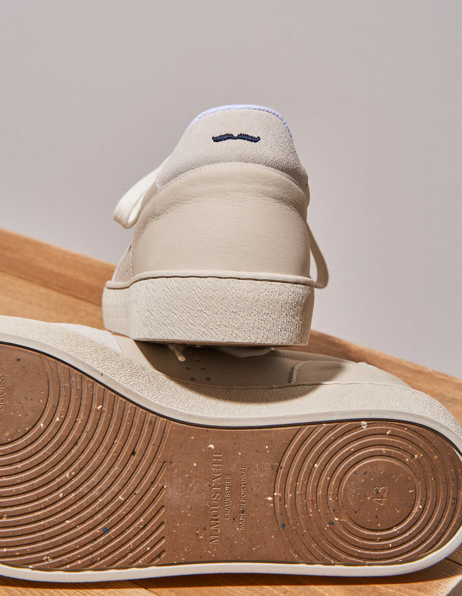 Baskets basses Arthur - Cuir écru et suède