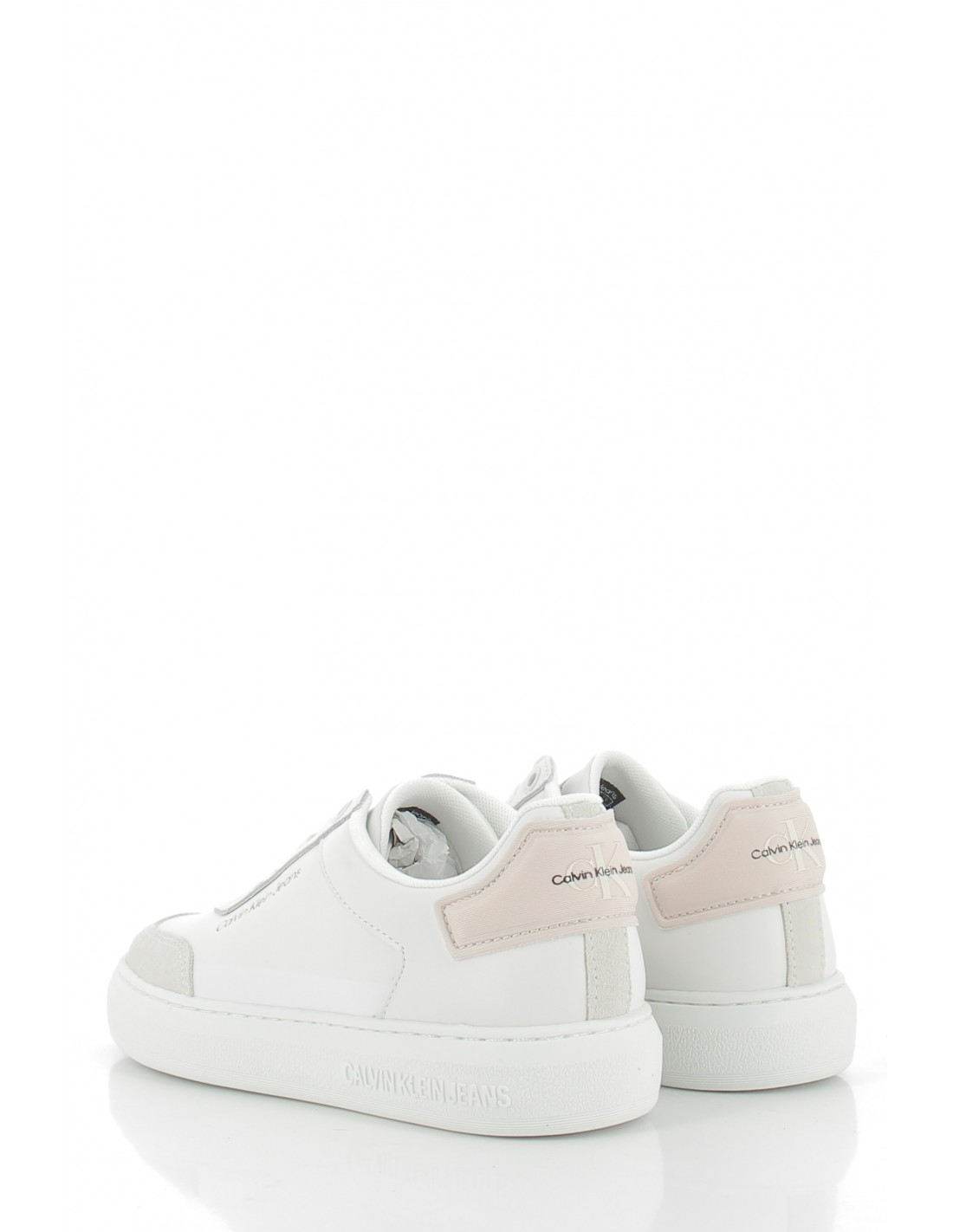 calvin klein baskets de ville femme casual cupsole cuir blanc/rose