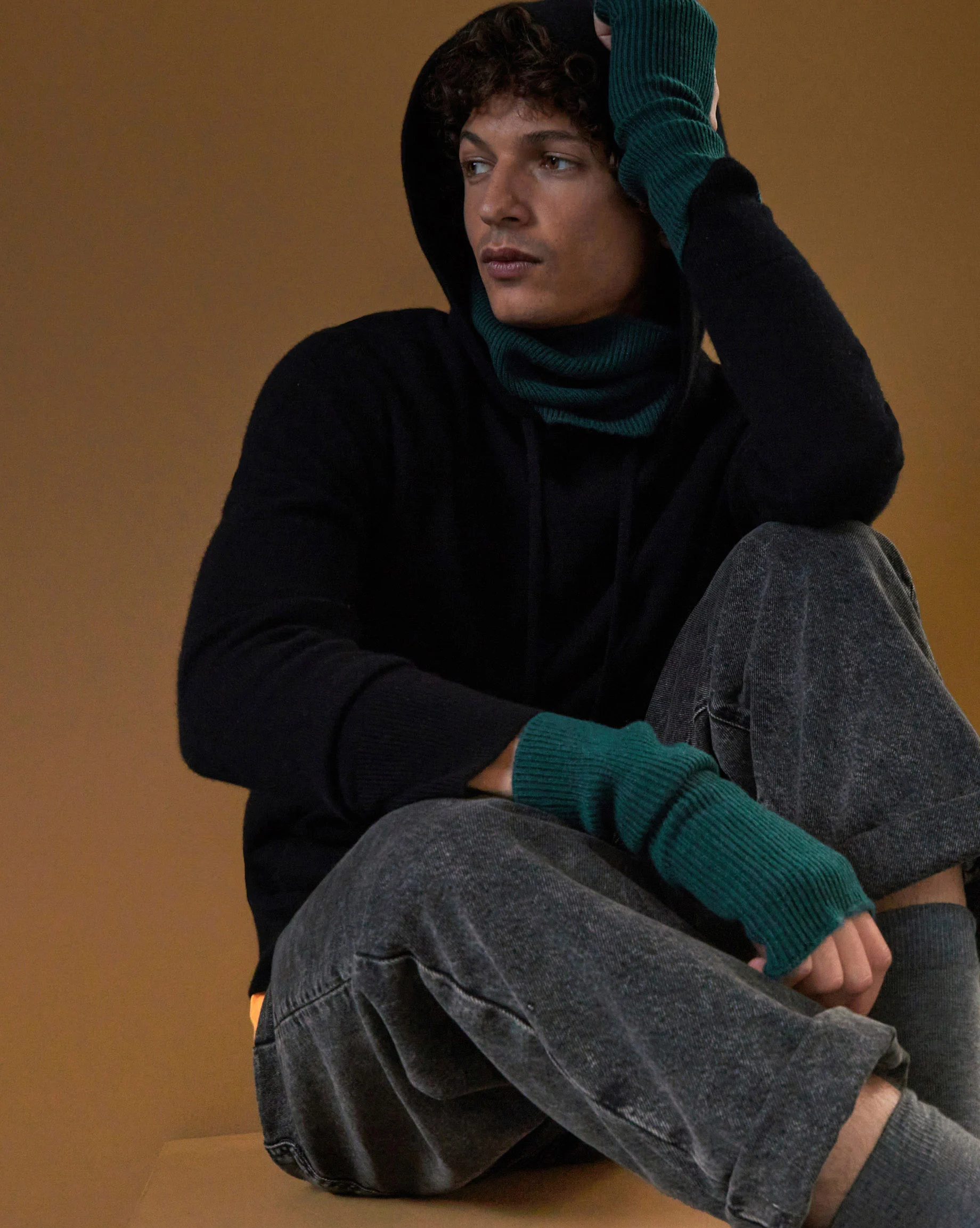 Pull à capuche en cachemire 2 fils | Noir