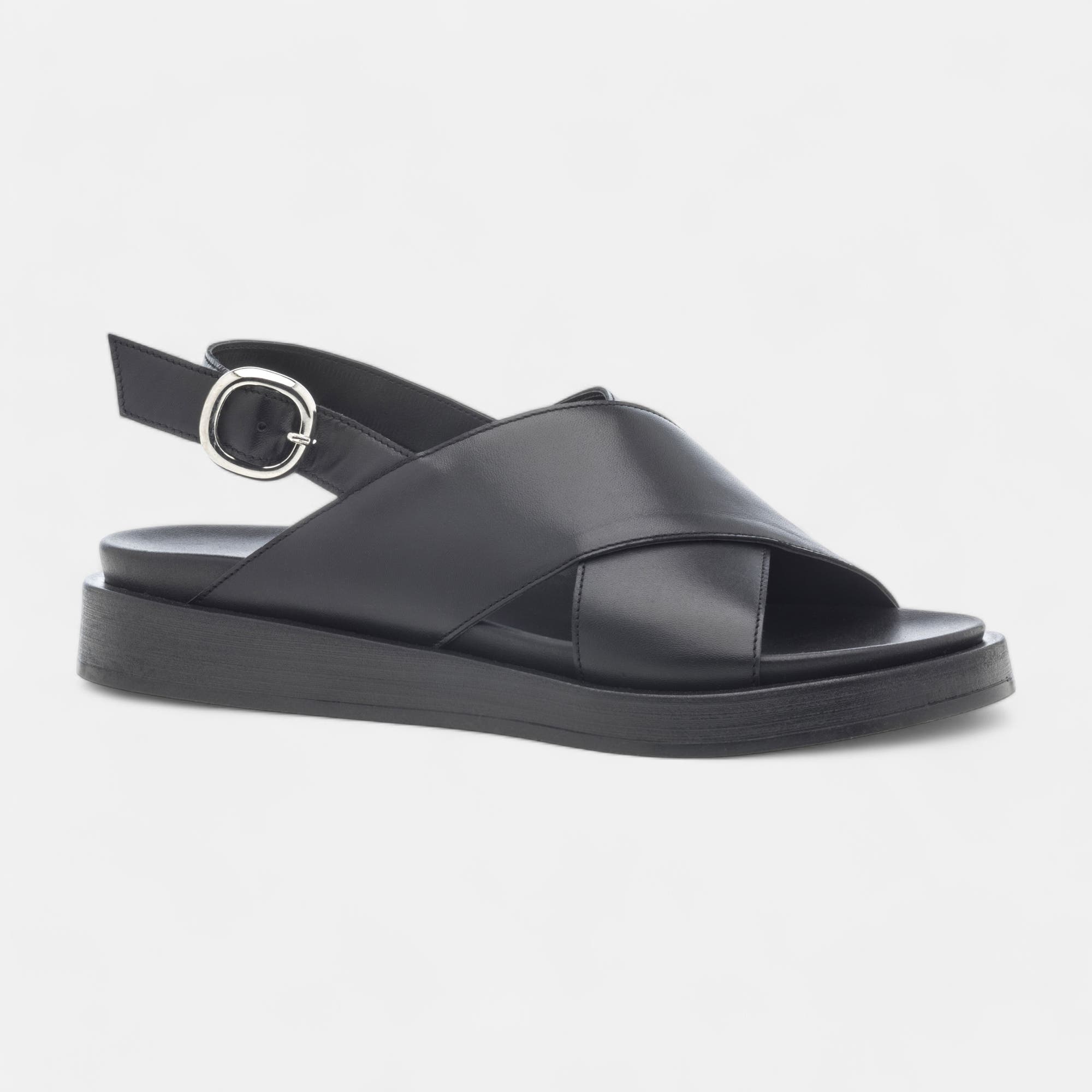 Sandales Femme en cuir noir