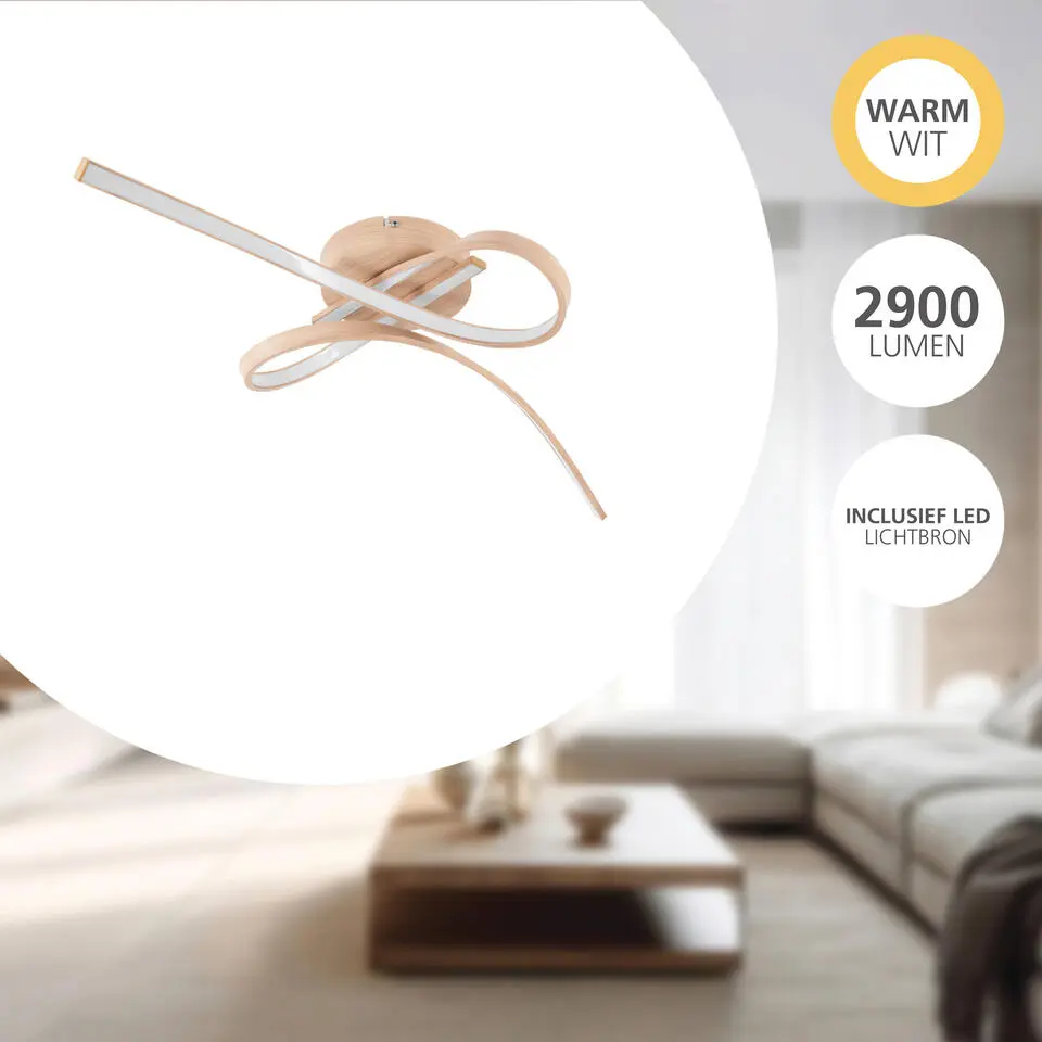 EGLO Selvina 2 Plafondlamp - LED - 68 cm - Lichtbruin/Wit