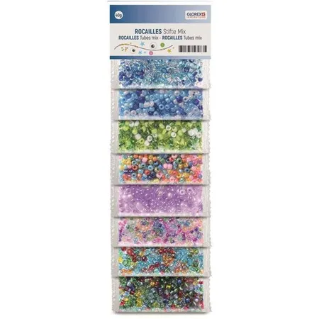 Glorex Rocailles Mix bunt, 40 g, 8 Farben einzeln gepackt
