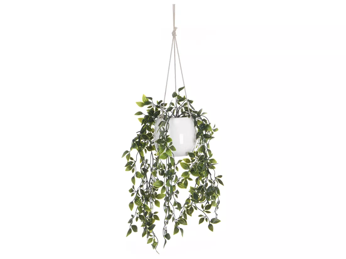 Plante artificielle tombante avec pot en céramique - H.70 x L.20 cm - vert - BAHIANA