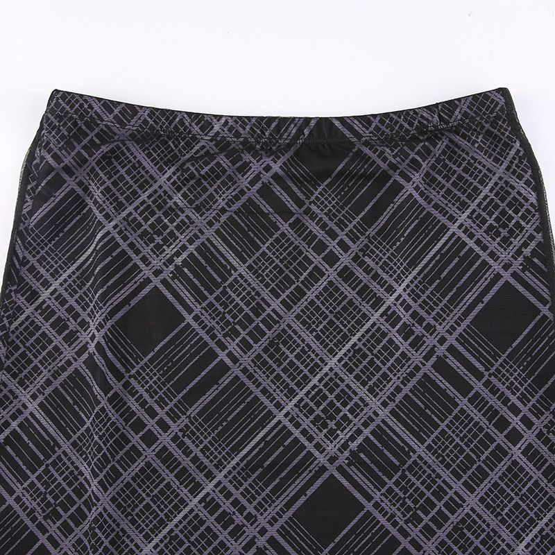 BrickBlack - Geruite mesh maxi-kokerrok