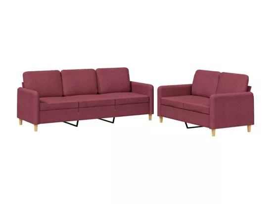 Ensemble de canapés 2 pcs avec coussins Rouge bordeaux Tissu