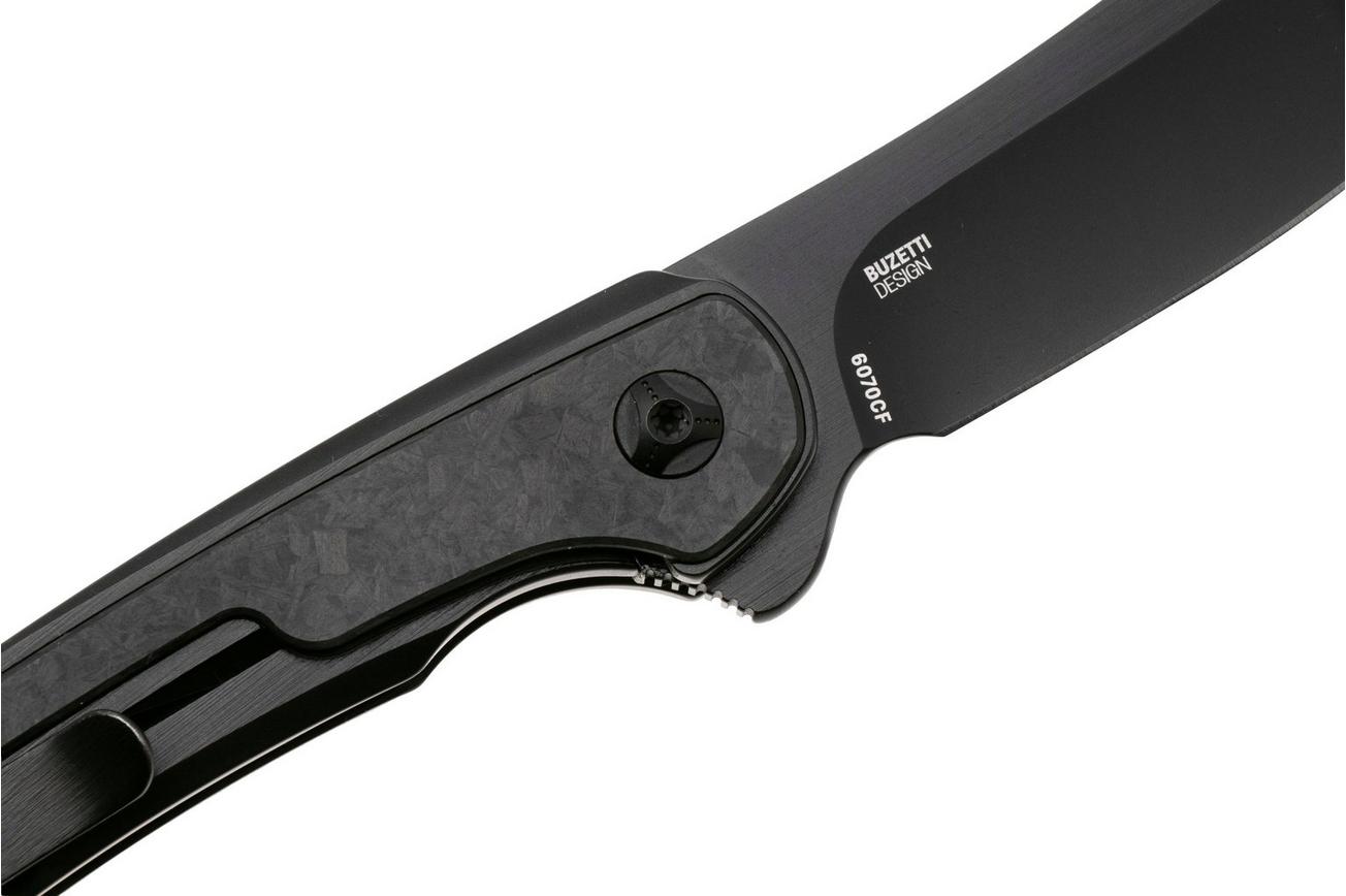 CRKT Padawan 6070CF, Black 14C28N, Black Stainless Steel, Carbon Fiber Overlay zakmes, Pedro Buzetti design