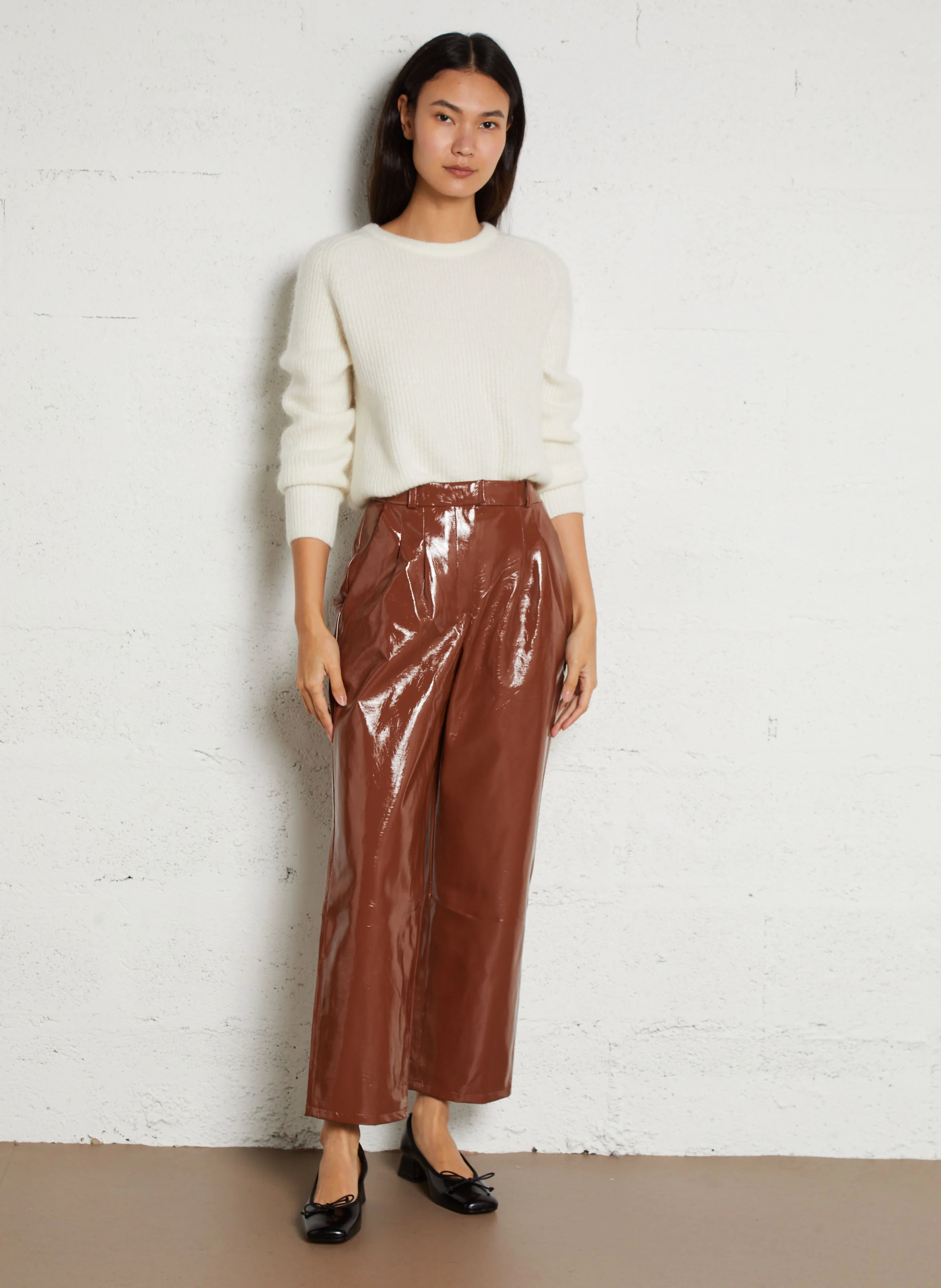 BENJAMIN - Pantalon carotte en coton mélangé | Marron