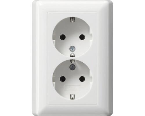 Gira 078003 Dubbele contactdoos met volle afdekplaat Standaard 55/Event zuiver wit/glanzend