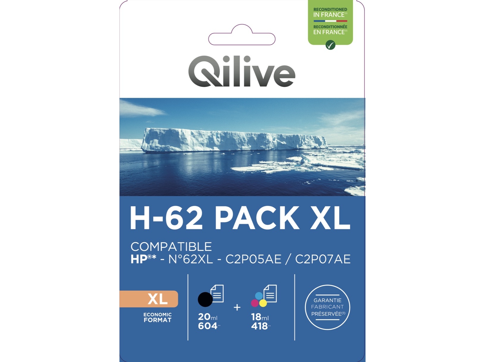 TINTEIRO COMPATIVEL QILIVE H-62 PACK XL B C M Y 20ML/18ML