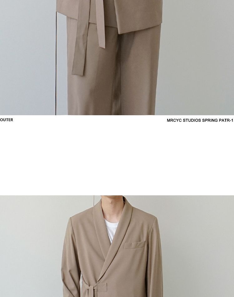 MRCYC - Blazer met strikceintuur / Broek met rechte pijpen