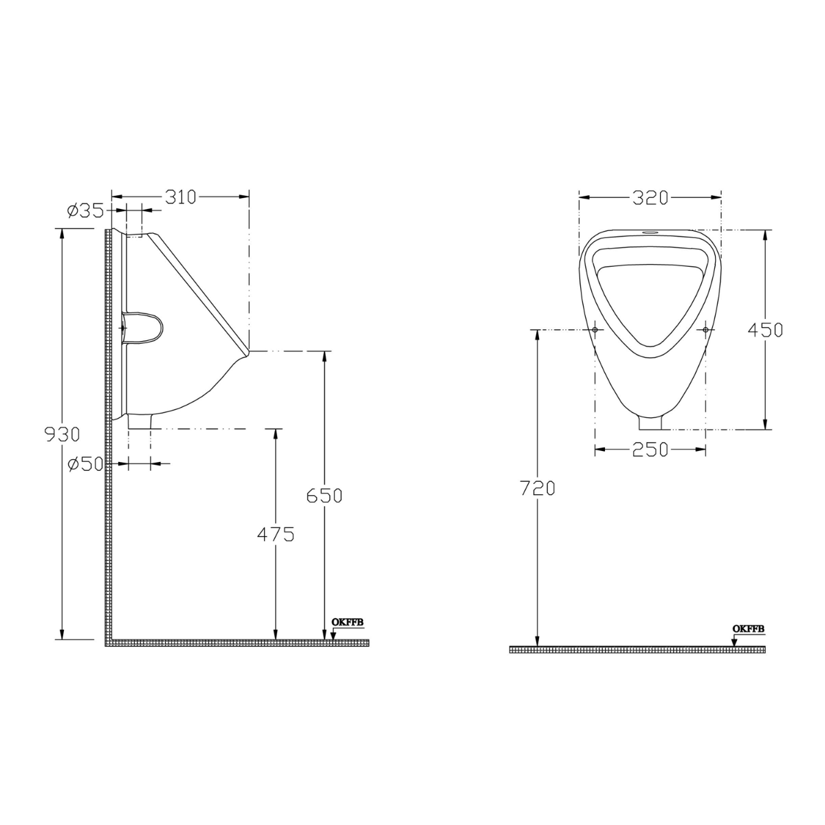 Isvea urinoir 45x31cm wit