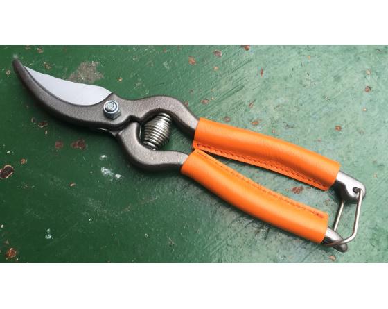 Sécateur de Jardin 18 cm - revêtement des branches en cuir ORANGE