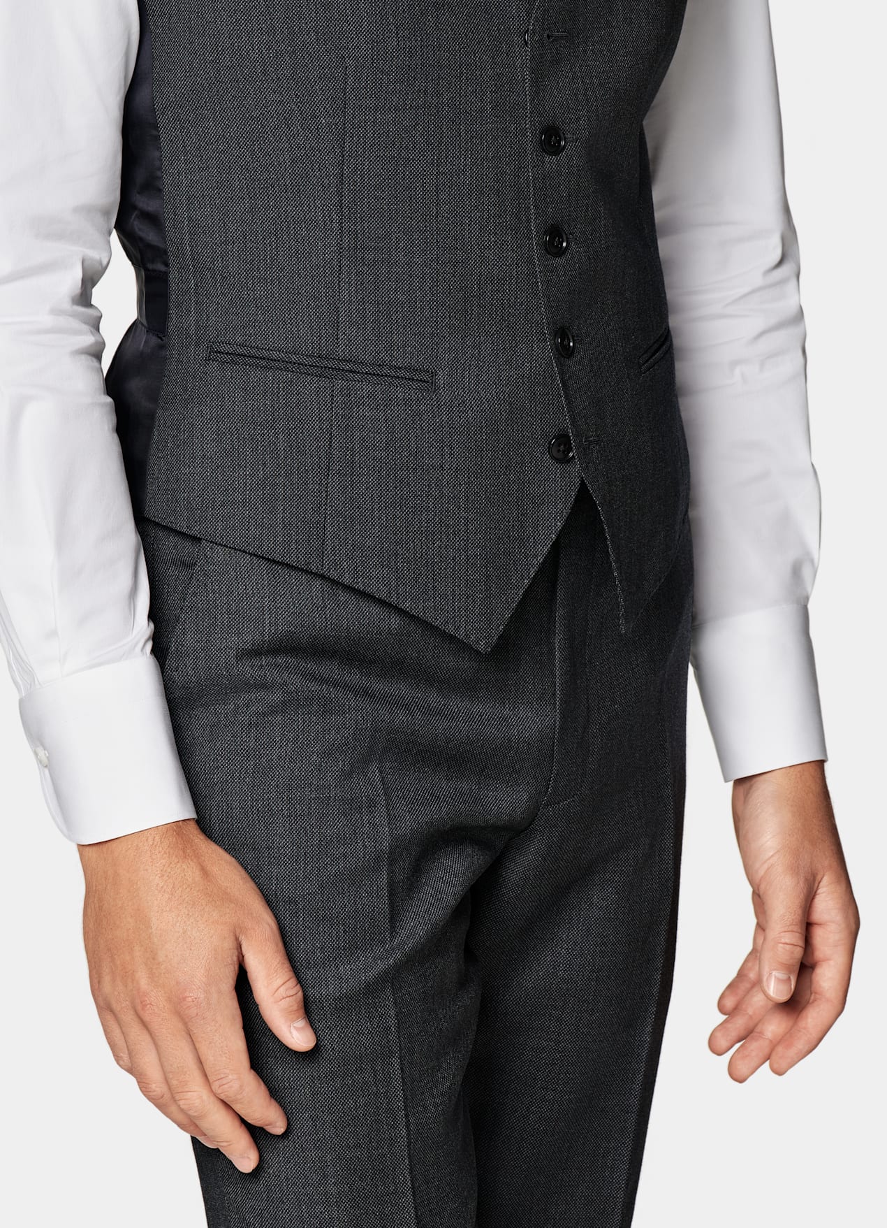 Gilet de costume gris foncé œil-de-perdrix