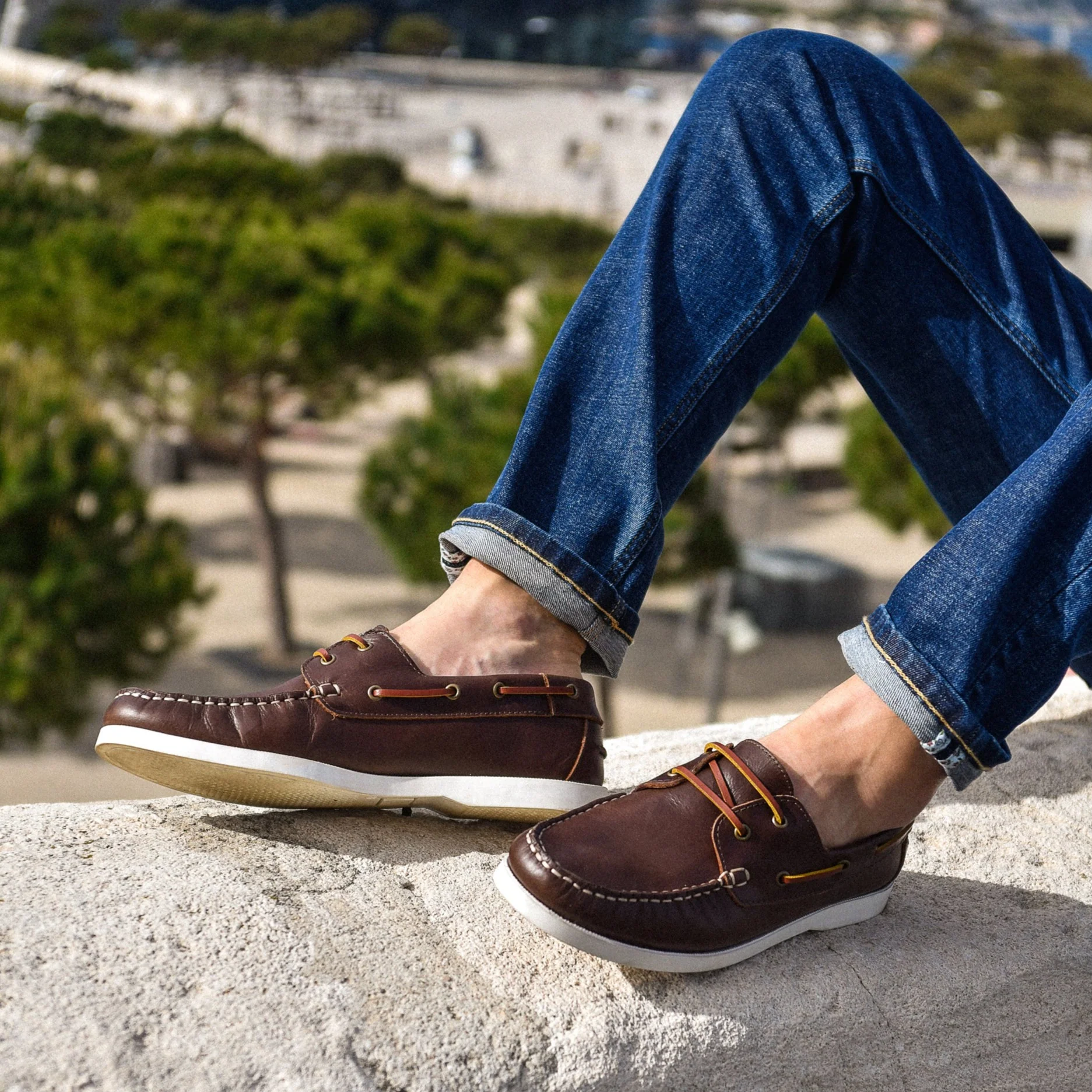 Bato-Chaussure bateau en cuir marron
