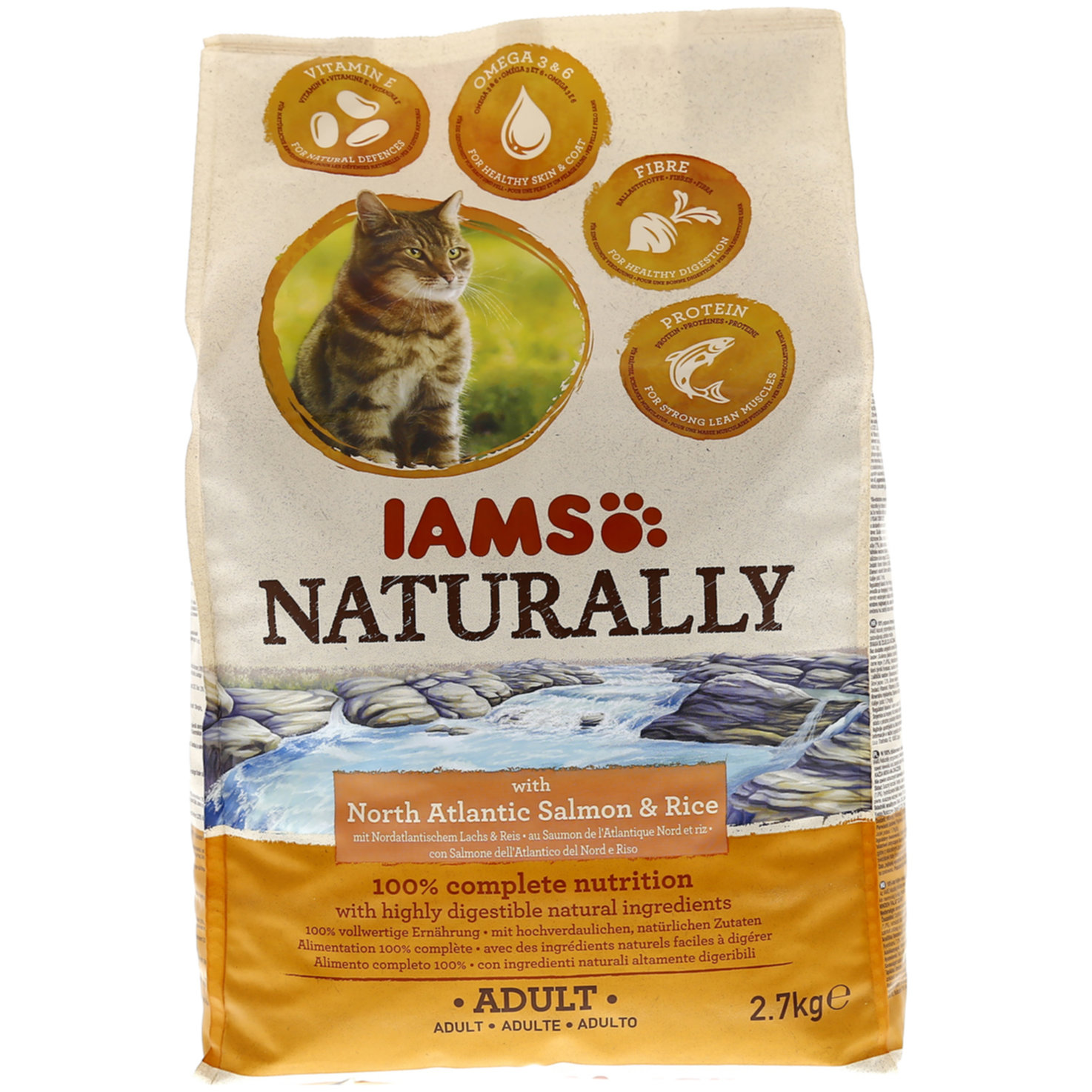 Iams Naturally Erwachsene Katze mit nordatlantischem Lachs & Reis