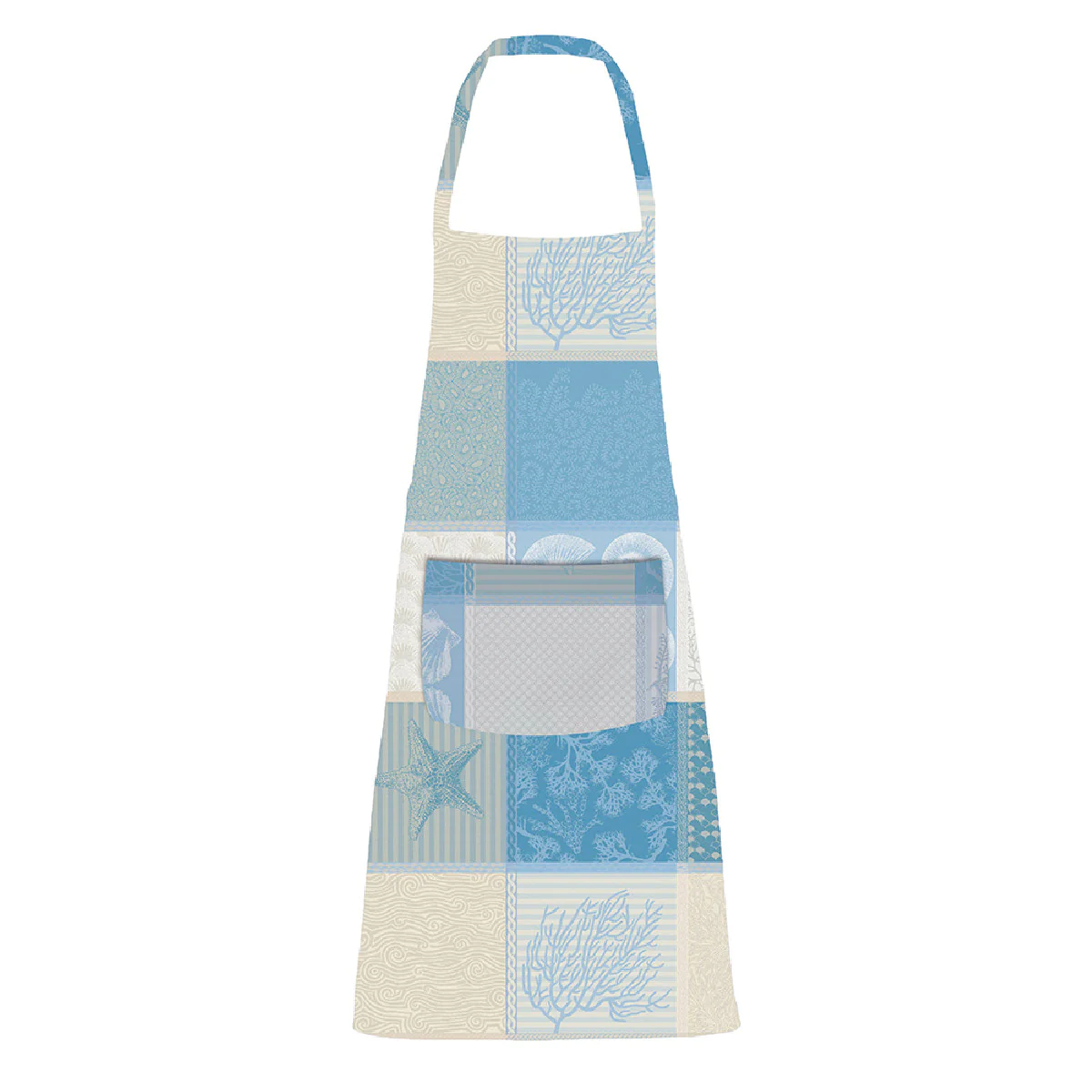 Tablier enduit imperméable pur coton bleu 75x85 Garnier Thiebaut