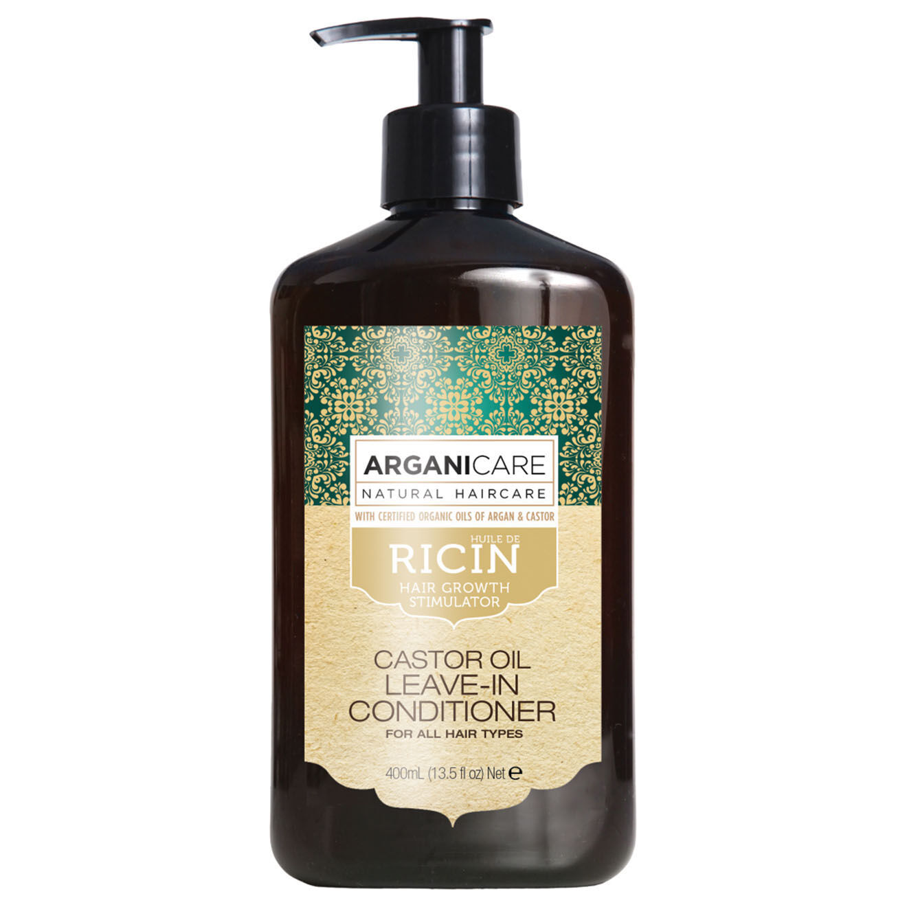 Arganicare Soin évolution sans rinçage à l'huile de Ricin Bio cheveux secs et abîmés -  400 ml