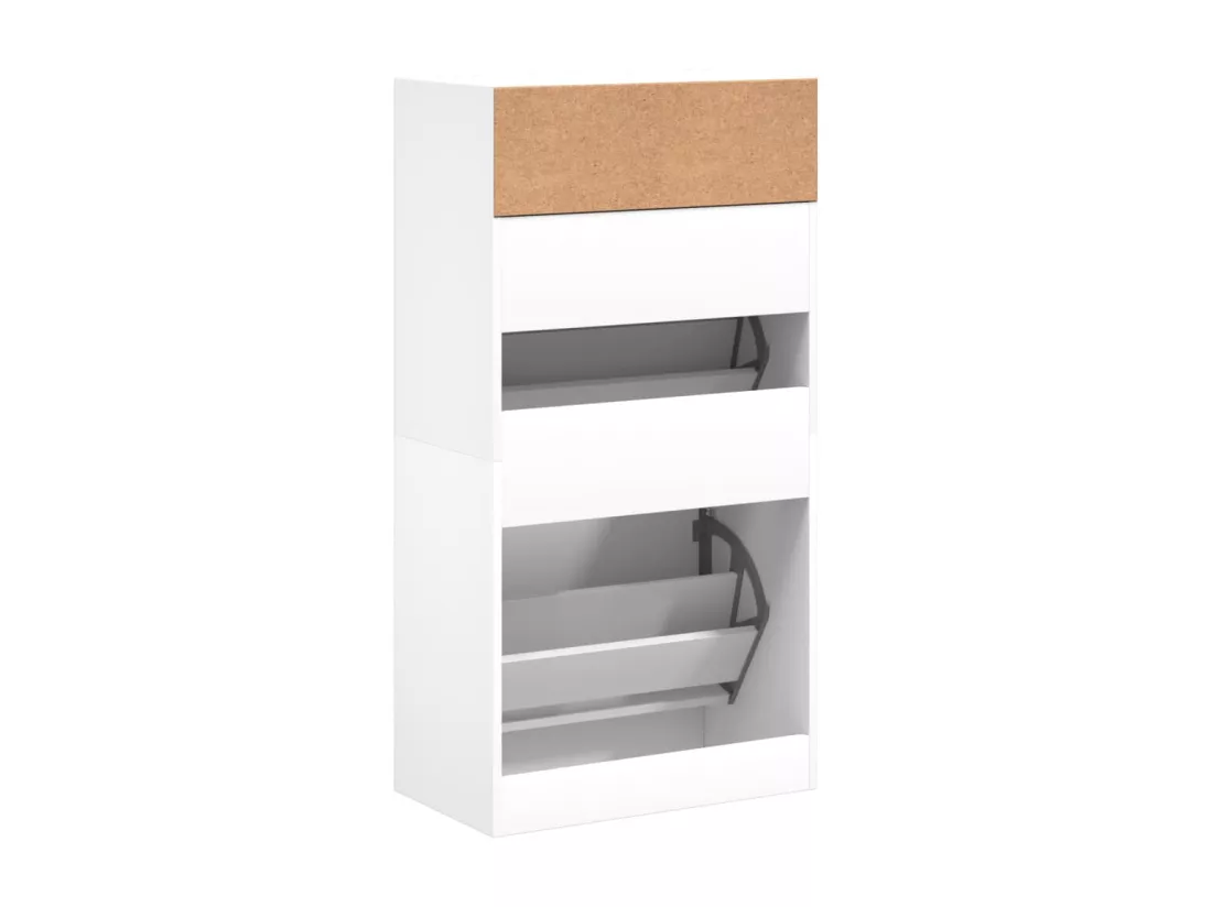 Armoire à chaussures blanc 60x34x116 bois d'ingénierie