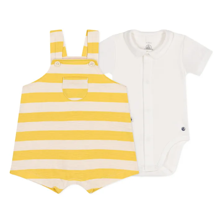 Petit Bateau Ensemble Salopette Mangi Jersey Flammé | Jaune moutarde
