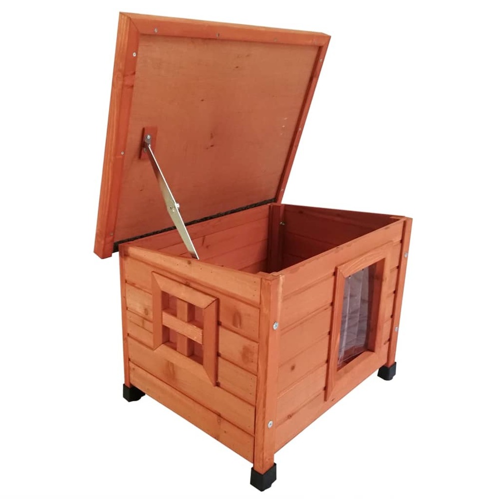 Maison pour chat d'extérieur xl 68,5x54x51,5 cm bois marron