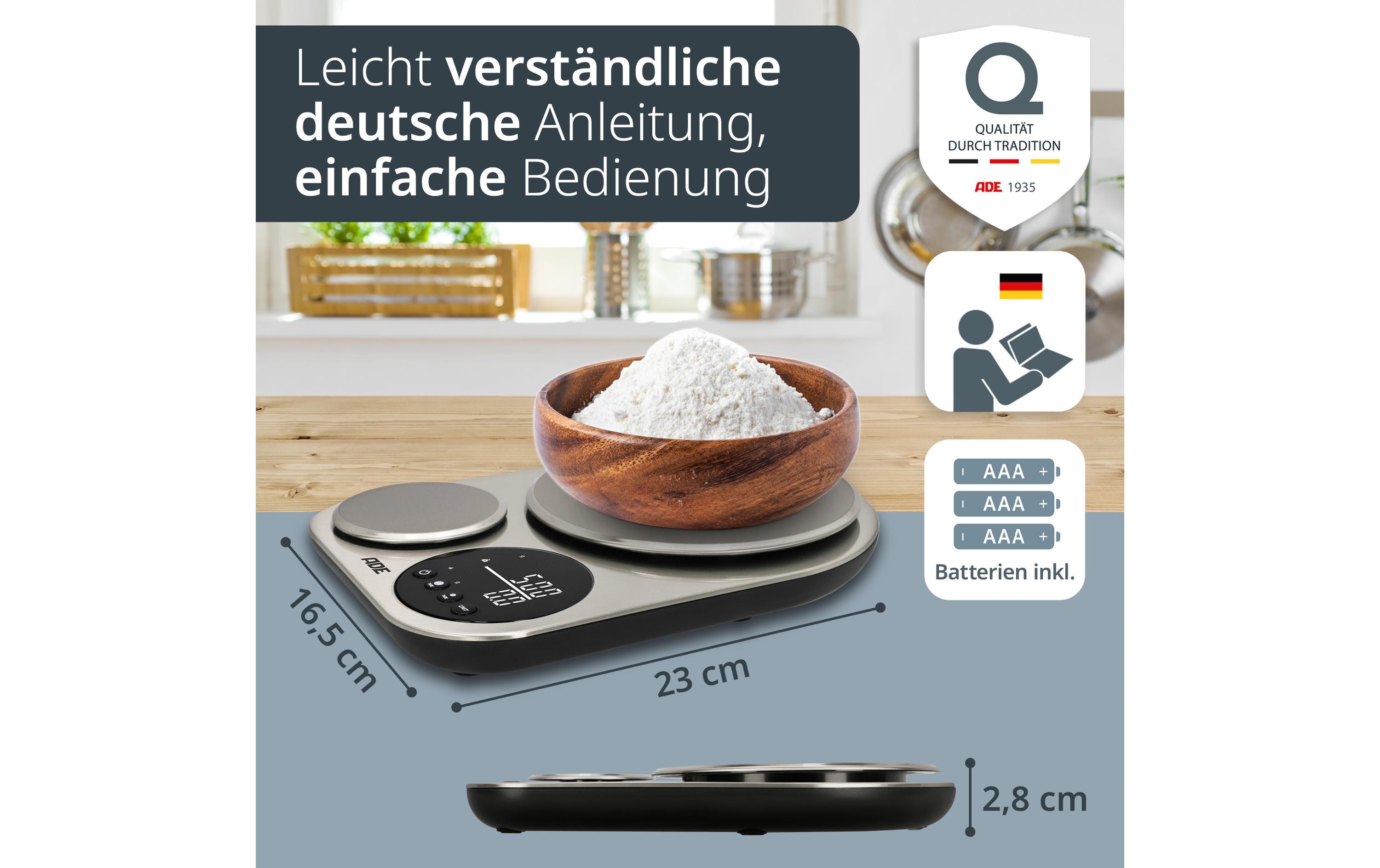 Küchenwaage Isabella SilberKüchenwaage mit 2 Messflächen