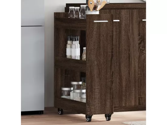 Armoire avec roues chêne marron 60x22x79 cm bois d'ingénierie