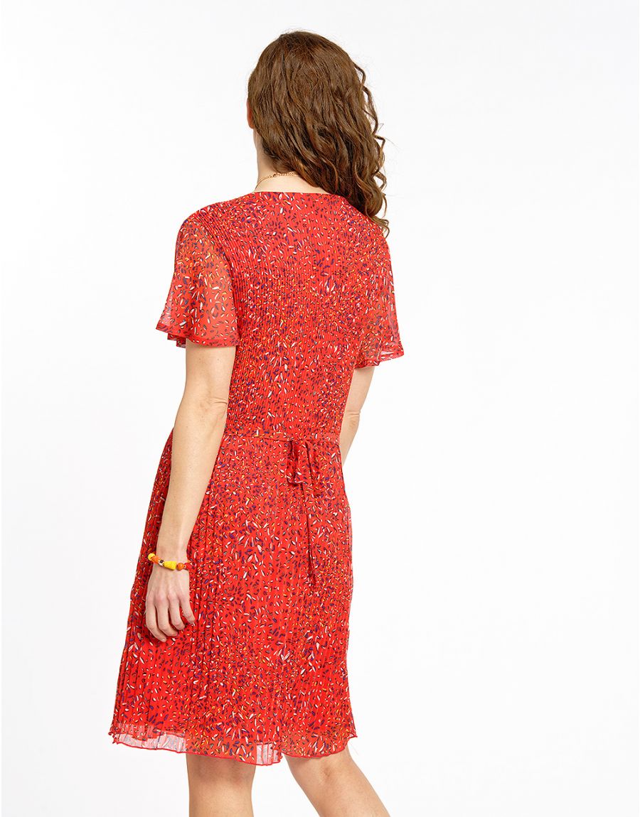Robe voile rouge plissée