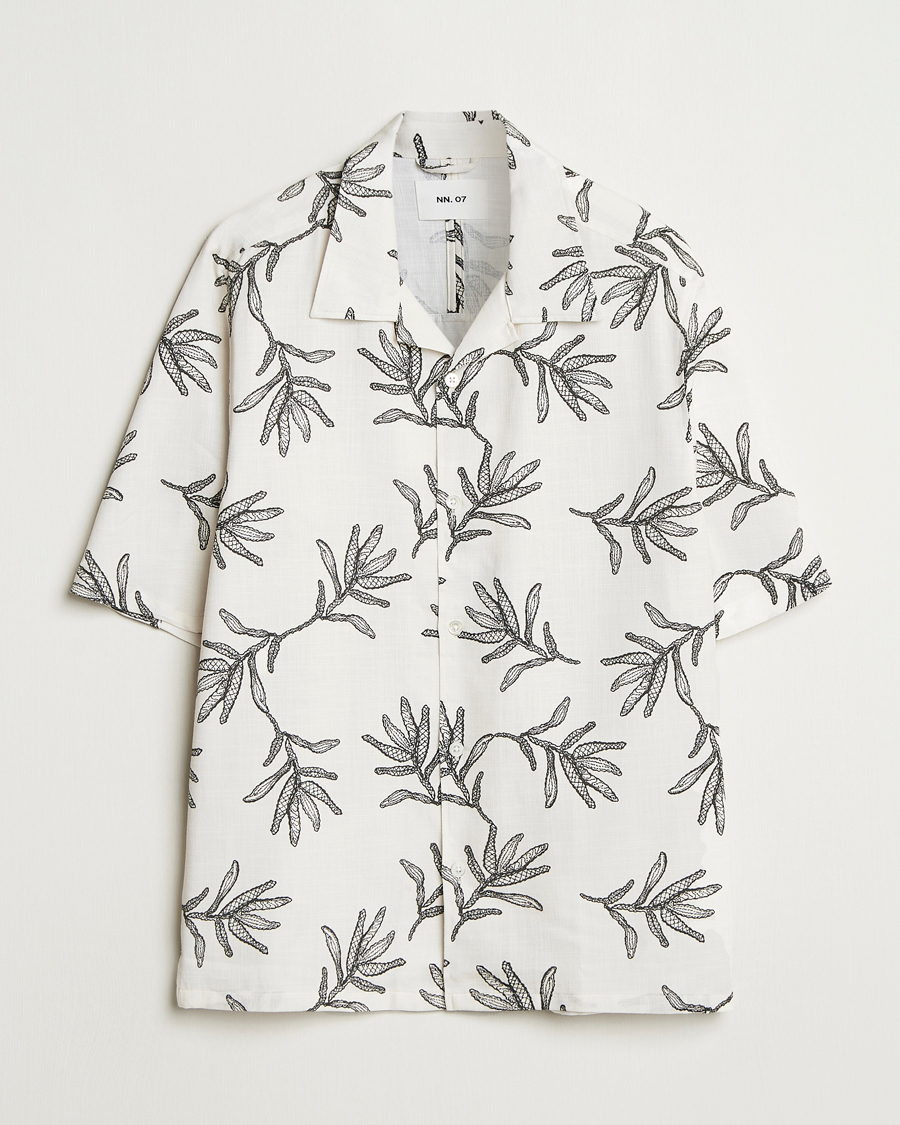 NN07 Ole Printed Cotton/Lyocell Resort Shirt Off White