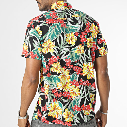 Chemise Manches Courtes Noir Floral