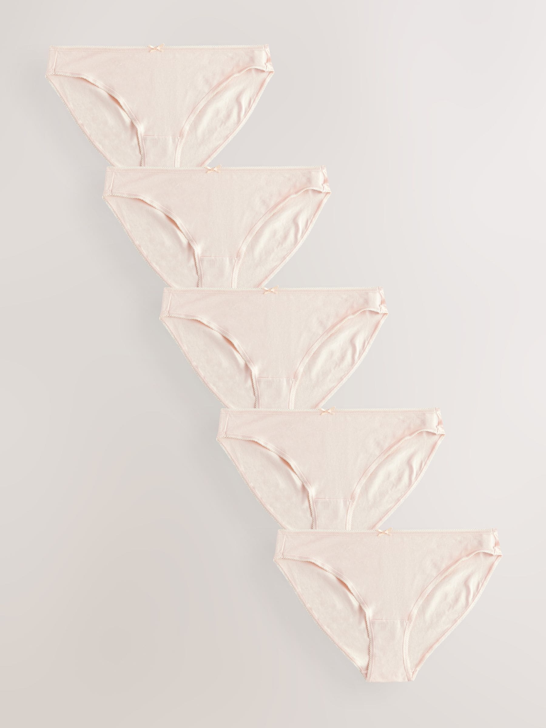 Pastelroze nude - Set van 5 slips met hoog katoengehalte