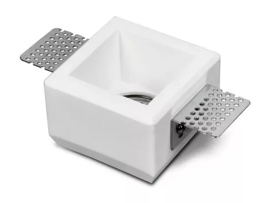 Collerette Downlight Intégration Plâtre/Pladur Carrée pour Ampoule LED GU10/GU5.3 Coupe 83x83 mm UGR17 Blanc