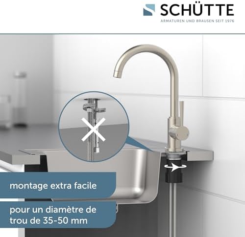 SCHÜTTE Cornwall 79161 Robinet de cuisine pivotant à 360 ° avec mitigeur monocommande Blanc : Bricolage