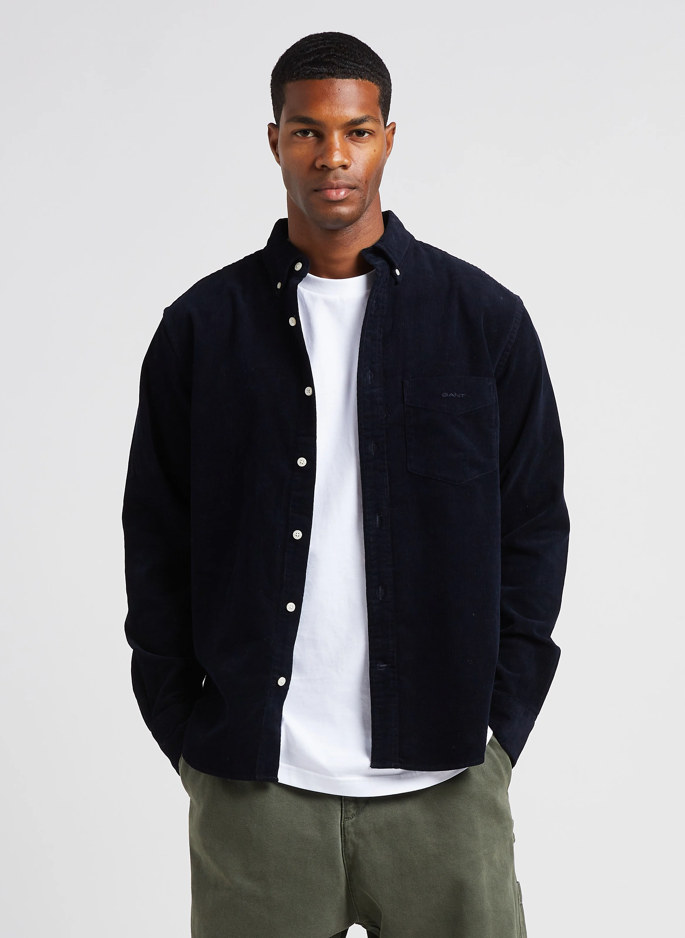 Chemise col classique en coton| Bleu