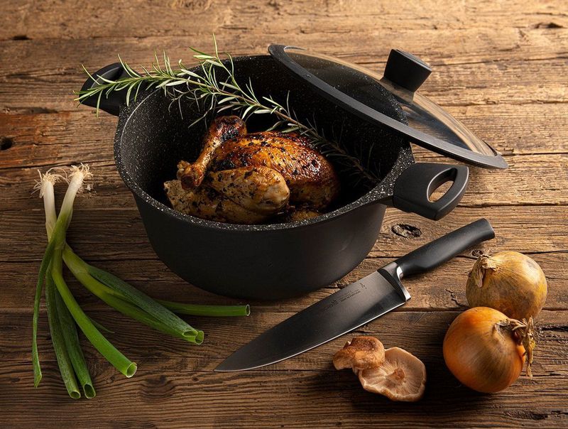 Sola Fair Cooking Braadpan - Ø 20 cm - Aluminium en RVS Pan - 2 L - Anti-aanbaklaag - Zwart/Wit
