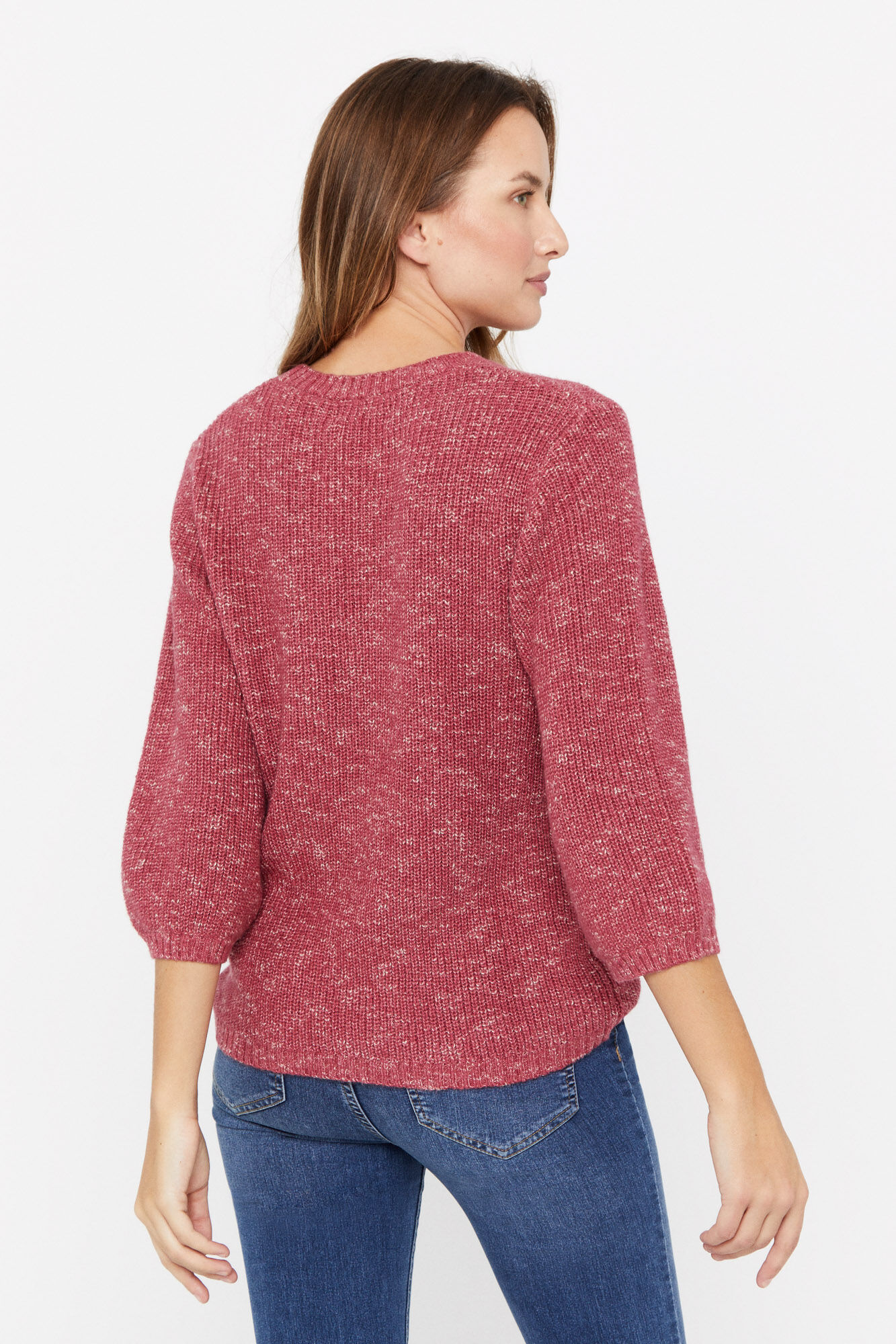 Malha estampada em fio rosa