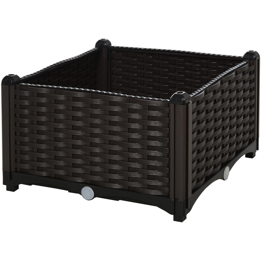 Outsunny 2-teiliges Hochbeet in Rattan-Optik dunkelbraun