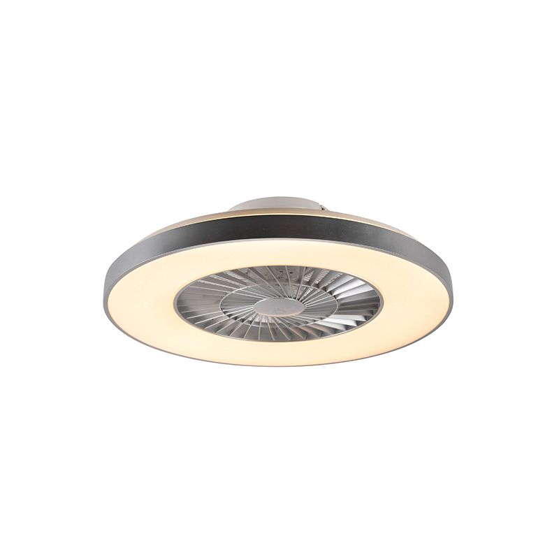 Plafondventilator zilver met ster effect 60cm incl. LED dimbaar met afstandsbediening - Climo