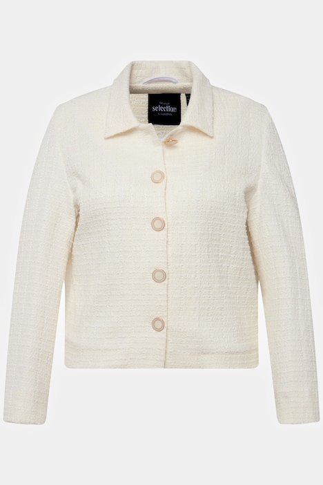 Bouclé-Jacke, Hemdkragen, Acetatfutter