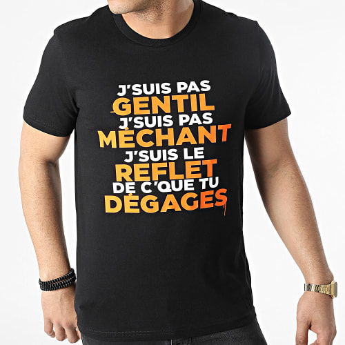 Tee Shirt Gentil Méchant Noir Orange