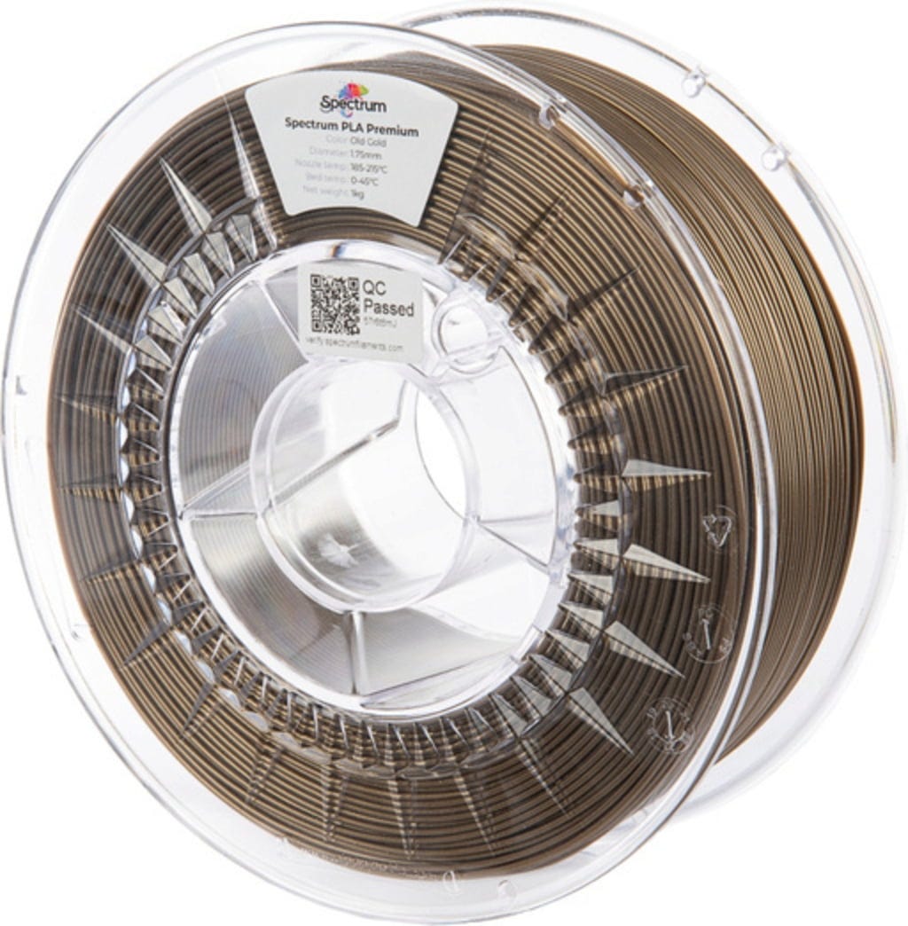Spectrum  PLA Premium Old Gold, 1,75 mm / 1000 g    Verzugsfreies PLA in guter Qualität